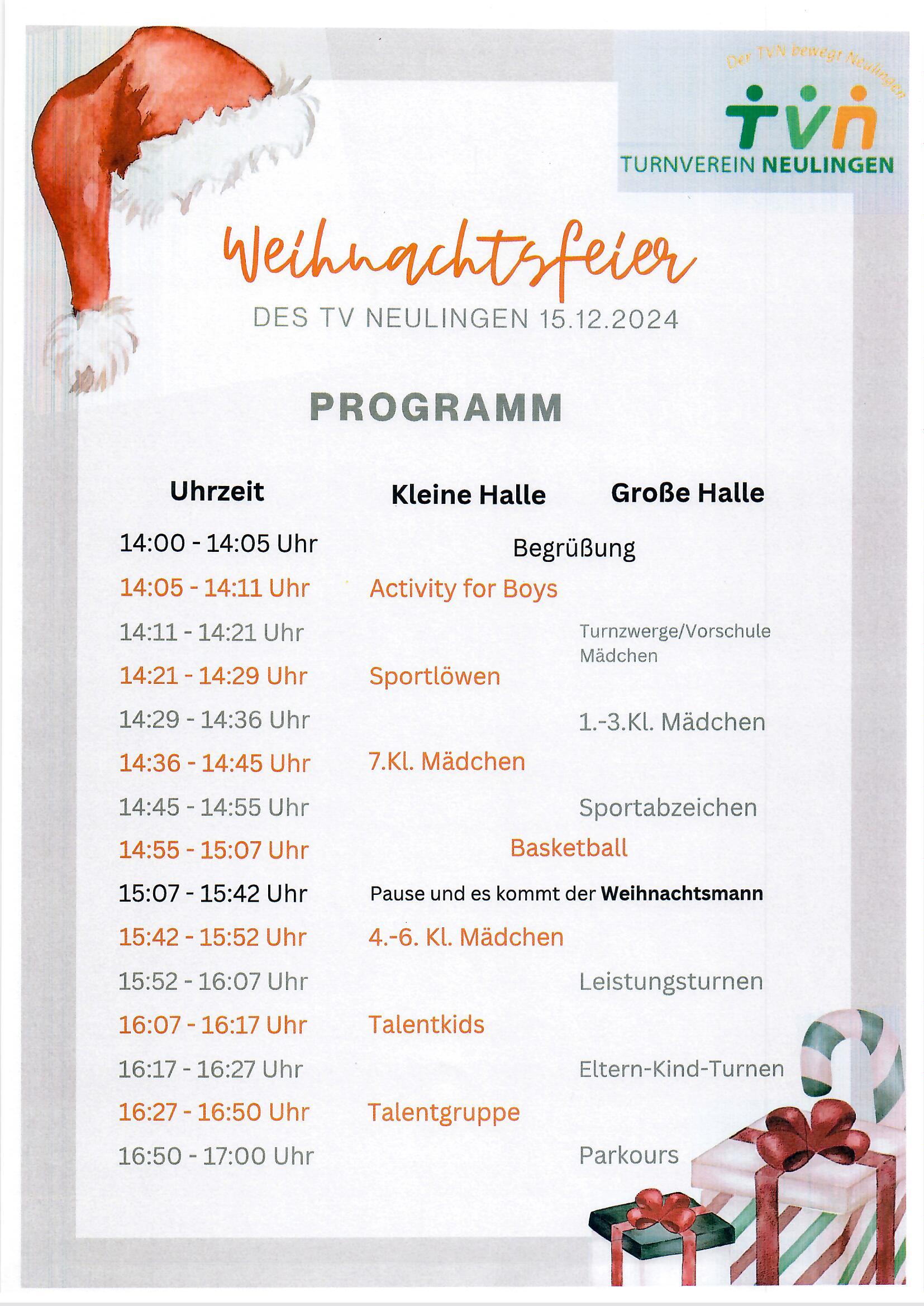 WEIHNACHTSFEIER TV NEULINGEN 15.12.2024