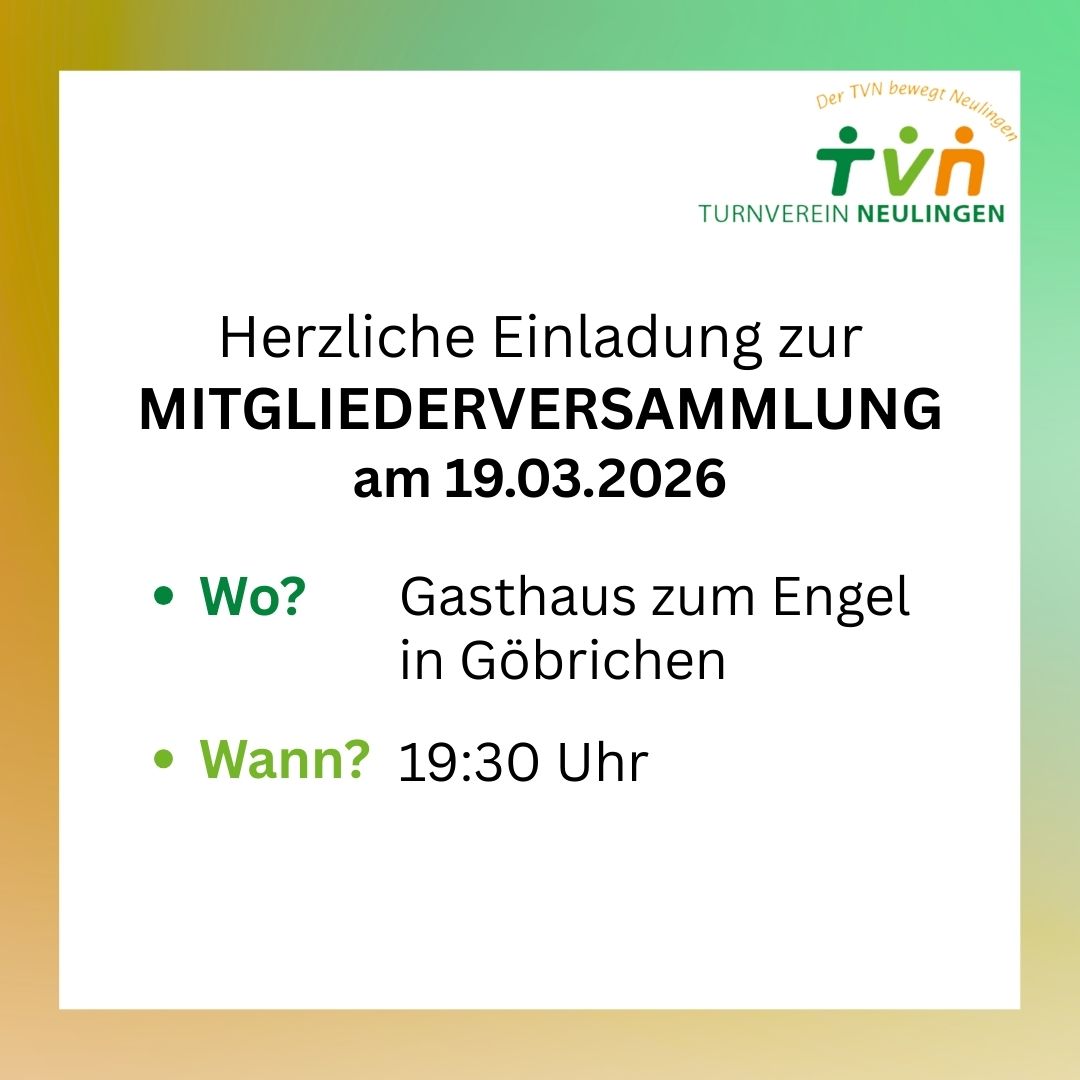 Einladung zur Mitgliederversammlung 2026 des TV Neulingen